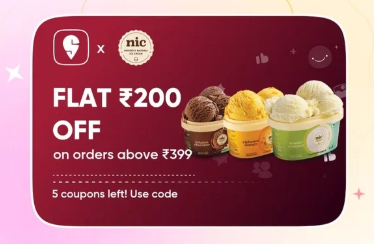 Swiggy × Nic Share Coupon with your Friend & Get 200Rs Off on 399Rs Order