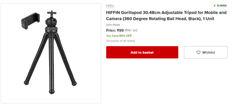 30.48cm Adjustable Tripod for Mobile and Camera
