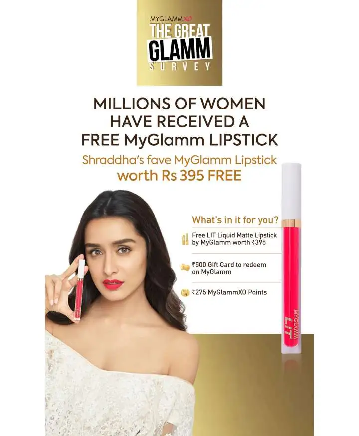 MyGlamm Lipstick worth Rs. 395 at Rs.0