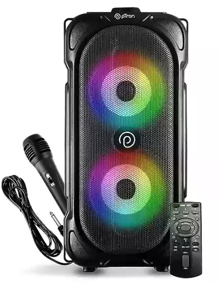pTron Fusion Party v2 40W Karaoke Bluetooth Party Speaker with 3M Wired Microphone (Black)